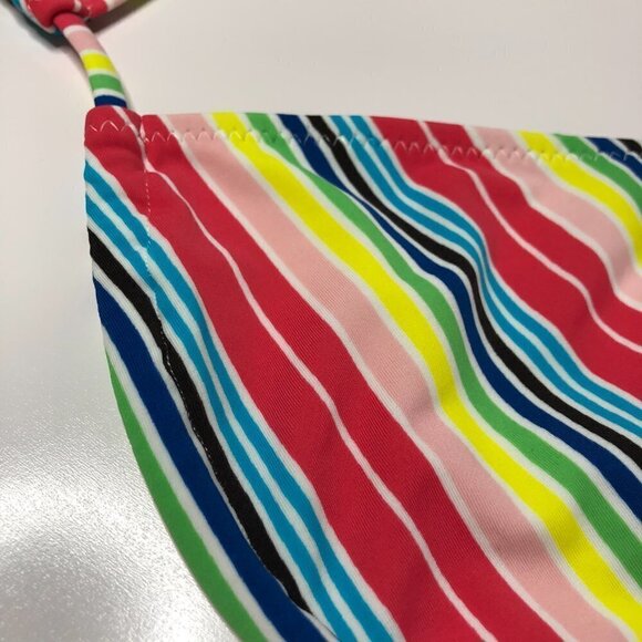 new Old Navy Yellow Red Blue Rainbow Striped String Bikini Swim Top SIZE M - Picture 2 of 8
